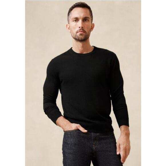 Men's Banana Republic Marino Wool Sweater, NWT, Black, Med, Lightweight - Picture 1 of 12